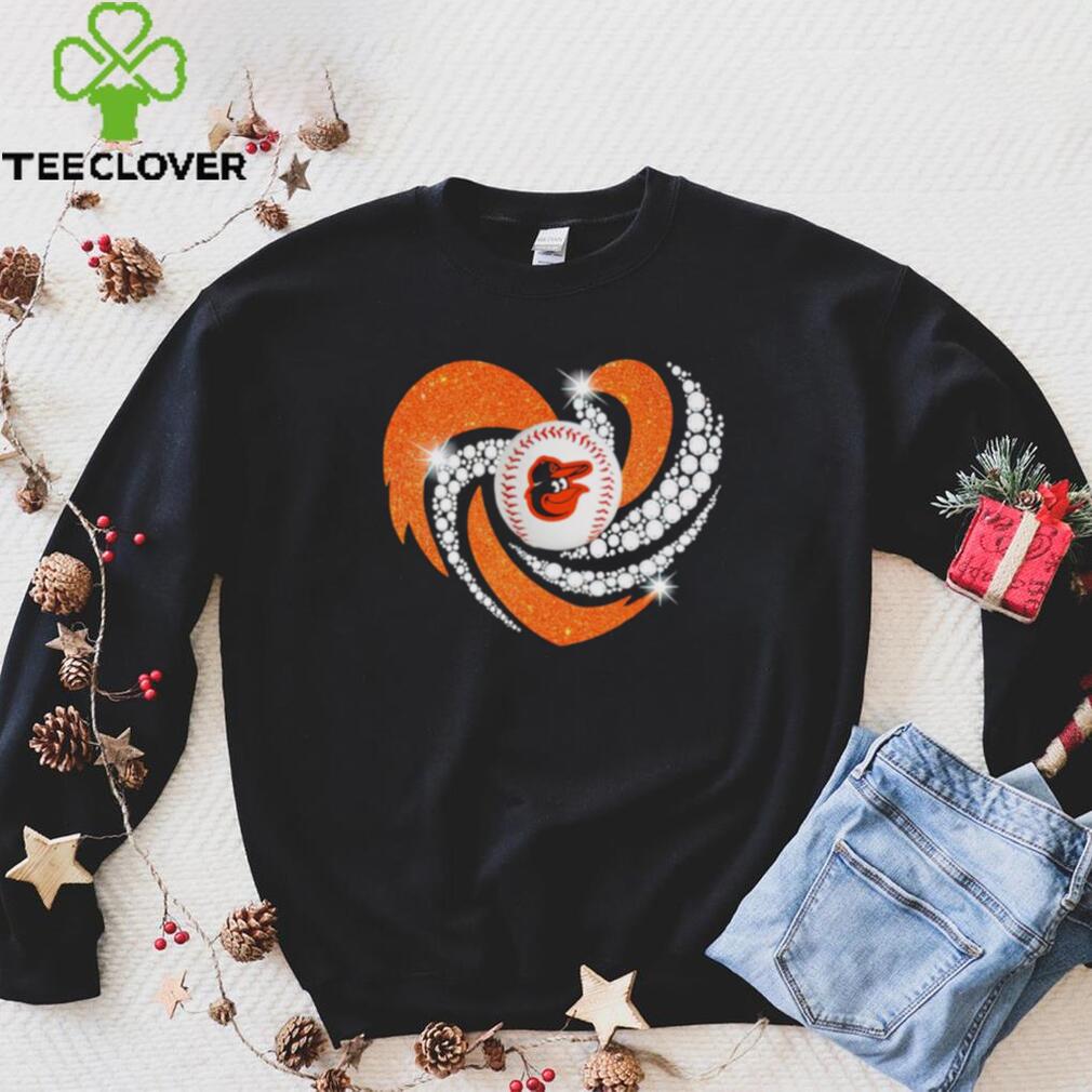 Rhinestone heart Baltimore Orioles baseball shirt Rhinestone heart Baltimore Orioles baseball shirt