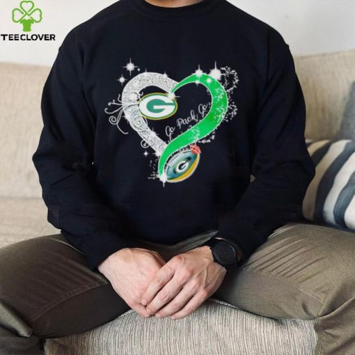 Rhinestone heart Green Bay Packers go Pack go hoodie, sweater, longsleeve, shirt v-neck, t-shirt