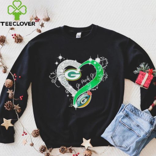 Rhinestone heart Green Bay Packers go Pack go hoodie, sweater, longsleeve, shirt v-neck, t-shirt