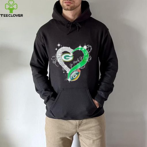 Rhinestone heart Green Bay Packers go Pack go hoodie, sweater, longsleeve, shirt v-neck, t-shirt