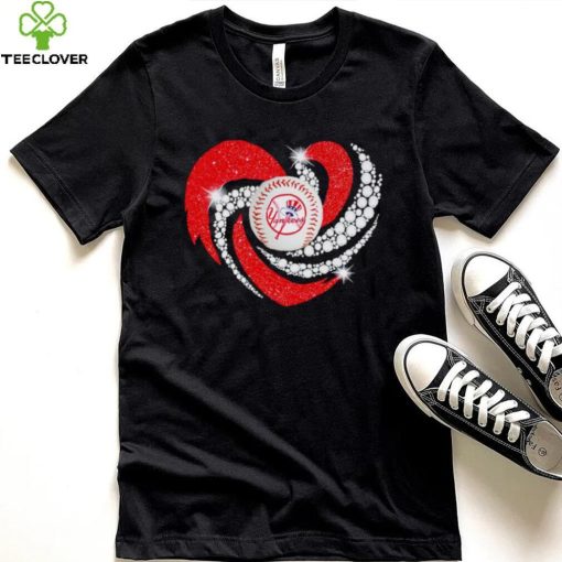 Rhinestone heart New York Yankees baseball shirt