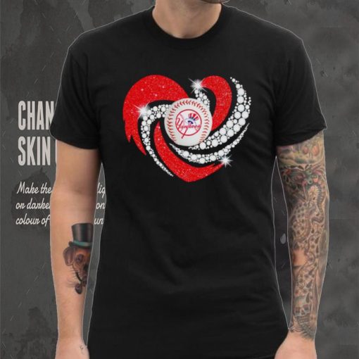 Rhinestone heart New York Yankees baseball shirt