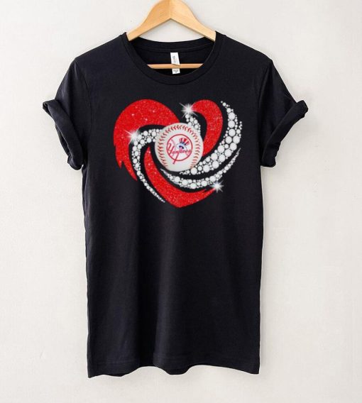 Rhinestone heart New York Yankees baseball shirt