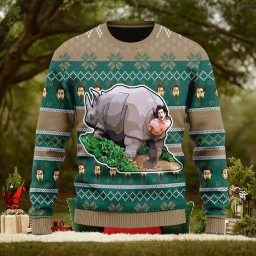 Rhino Giving Birth Ugly Christmas Sweater Christmas Gift For Men And Women