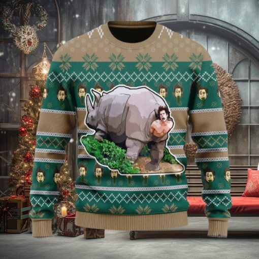 Rhino Giving Birth Ugly Christmas Sweater Christmas Gift For Men And Women
