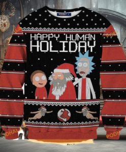 Rick And Morty Happy Human Holiday 3D Sweater, Funny Sweater