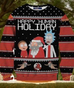 Rick And Morty Happy Human Holiday 3D Sweater, Funny Sweater