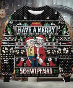 Rick And Morty Merry Schwiftmas All Over Printed Funny Ugly Christmas Sweater