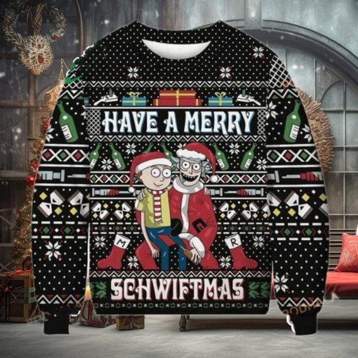Rick And Morty Merry Schwiftmas All Over Printed Funny Ugly Christmas Sweater