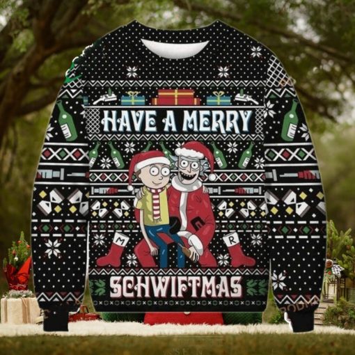 Rick And Morty Merry Schwiftmas All Over Printed Funny Ugly Christmas Sweater