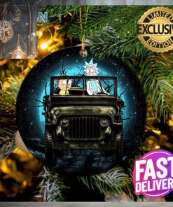 Rick And Morty Moonlight Halloween Riding Jeep Funny Christmas Decorations Ornament