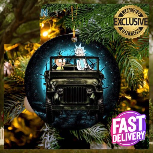 Rick And Morty Moonlight Halloween Riding Jeep Funny Christmas Decorations Ornament