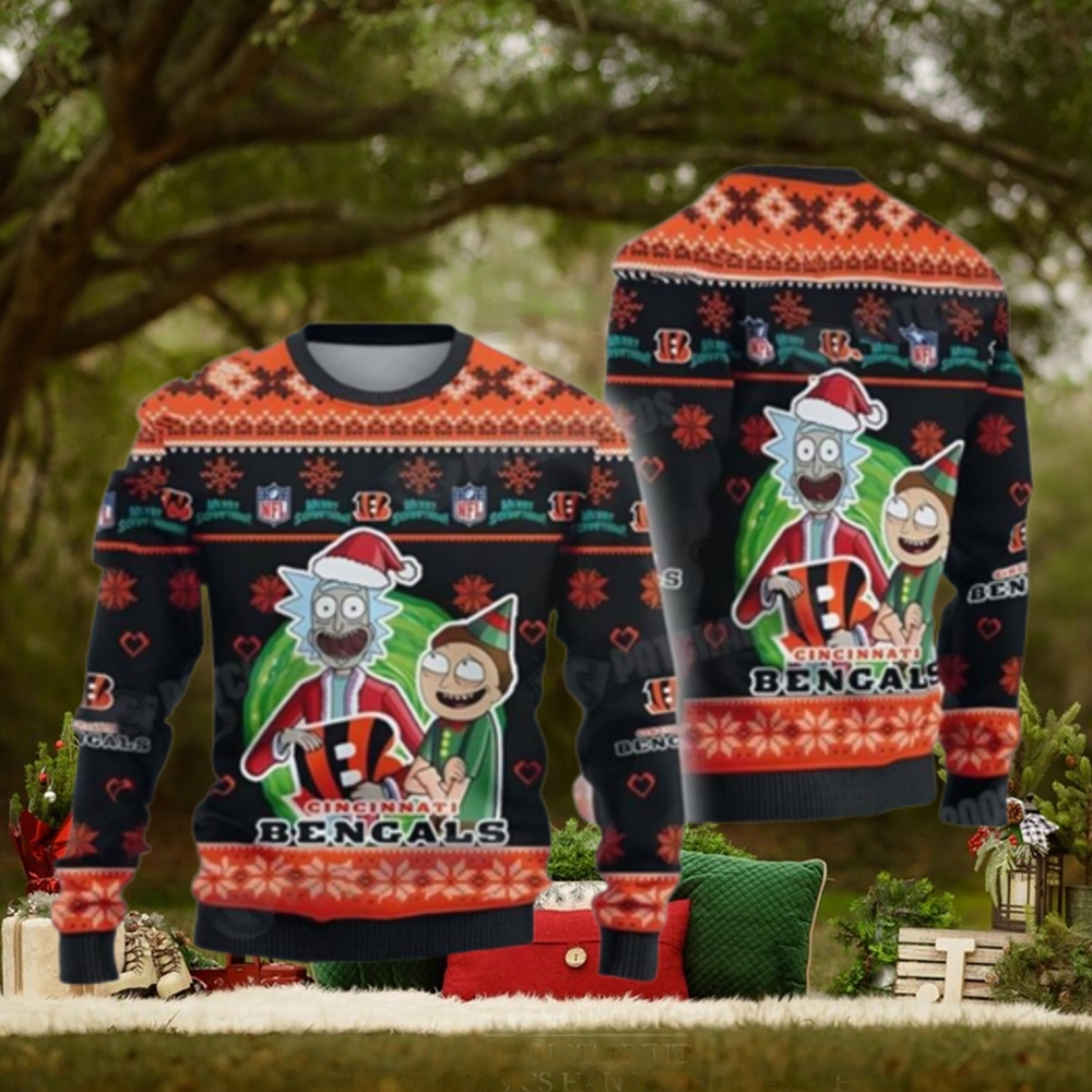 Rick And Morty Nfl Cincinnati Bengals Black Ugly Christmas Sweaters Rick And Morty Nfl Cincinnati Bengals Black Ugly Christmas Sweaters