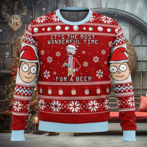 Rick And Morty Time For A Beer Gifts For Family Christmas Holiday Ugly Sweater