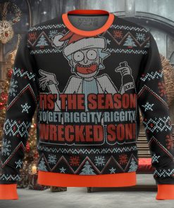 Rick And Morty Tis The Season Gifts For Family Christmas Holiday Ugly Sweater