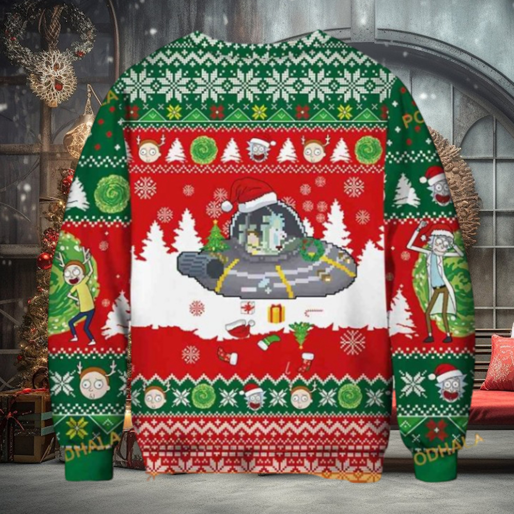 Rick And Morty UFO Ugly Christmas Sweater, Funny Xmas Sweater