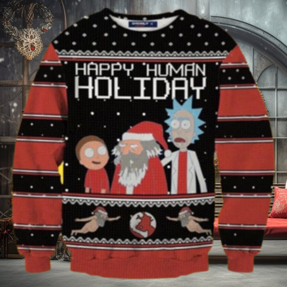 Rick And Morty Ugly Christmas Sweaters Happy Human Holiday Rick And Morty Ugly Christmas Sweaters Happy Human Holiday