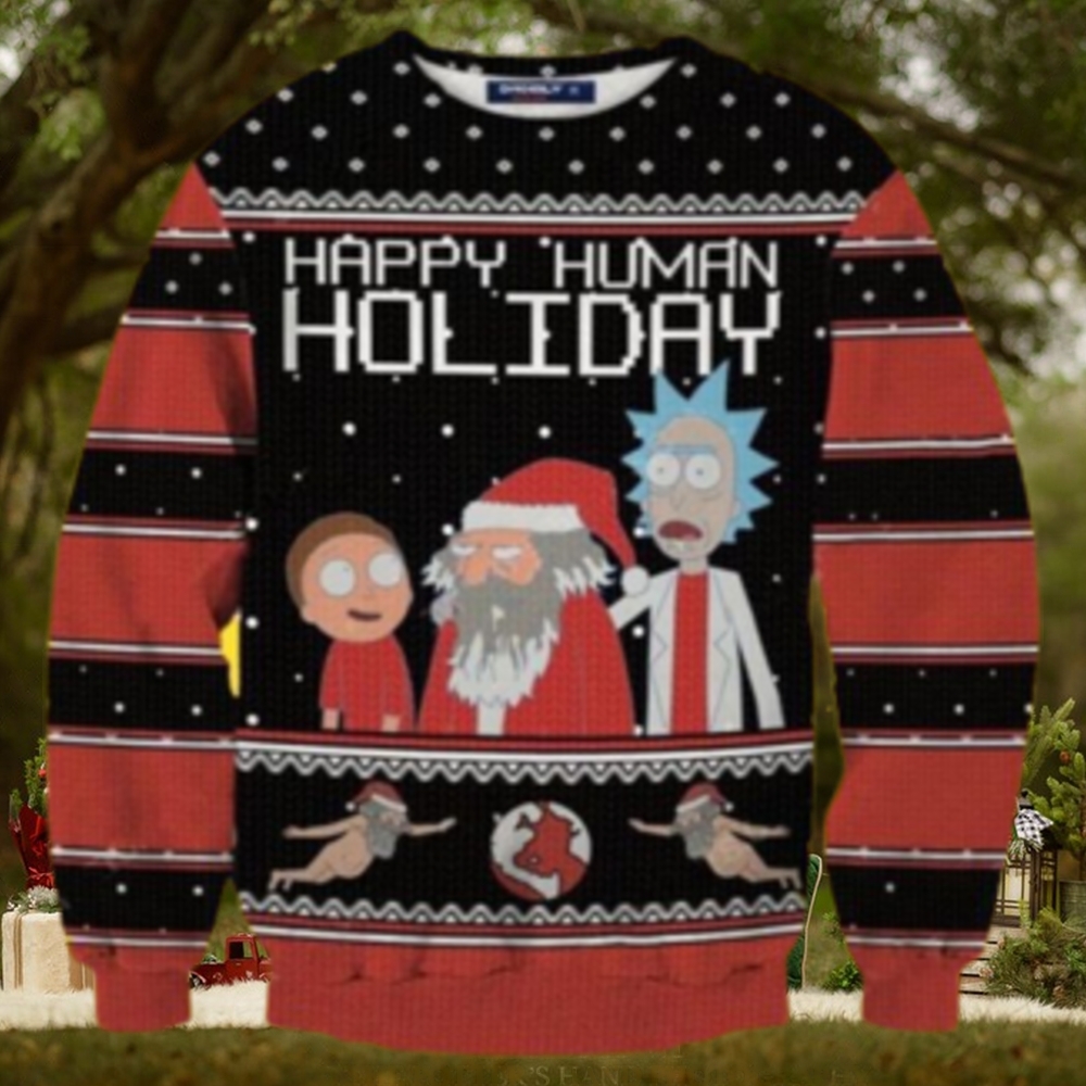 Rick And Morty Ugly Christmas Sweaters Happy Human Holiday Rick And Morty Ugly Christmas Sweaters Happy Human Holiday