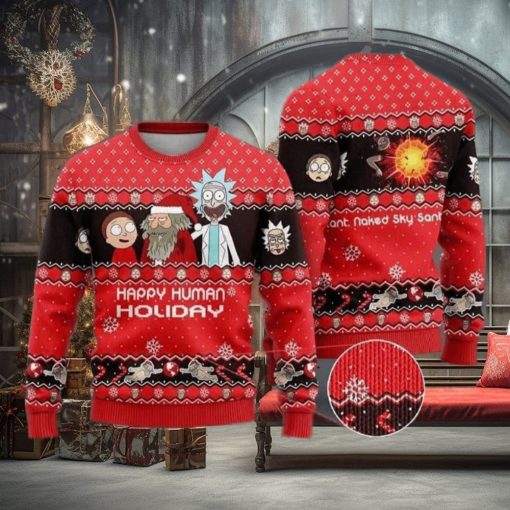 Rick and Morty Christmas Angelic Knitted AOP Sweater For Thanksgiving