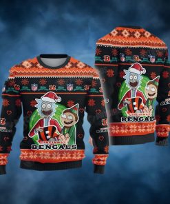 Rick and Morty NFL Cincinnati Football Ugly Christmas Sweater Bengals Gifts