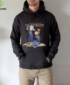 Rick and Morty cartoon Baltimore Ravens football helmet logo 2024 hoodie, sweater, longsleeve, shirt v-neck, t-shirt