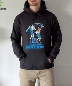 Rick and Morty cartoon Carolina Panthers football helmet logo 2024 hoodie, sweater, longsleeve, shirt v-neck, t-shirt