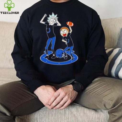 Rick and Morty cartoon Indianapolis Colts football helmet logo 2024 hoodie, sweater, longsleeve, shirt v-neck, t-shirt