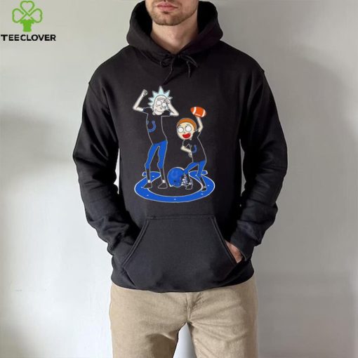 Rick and Morty cartoon Indianapolis Colts football helmet logo 2024 hoodie, sweater, longsleeve, shirt v-neck, t-shirt