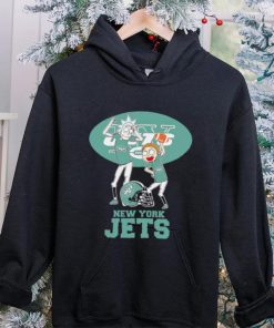 Rick and Morty cartoon New York Jets football helmet logo 2024 hoodie, sweater, longsleeve, shirt v-neck, t-shirt