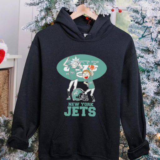 Rick and Morty cartoon New York Jets football helmet logo 2024 hoodie, sweater, longsleeve, shirt v-neck, t-shirt