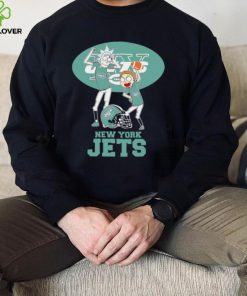 Rick and Morty cartoon New York Jets football helmet logo 2024 hoodie, sweater, longsleeve, shirt v-neck, t-shirt