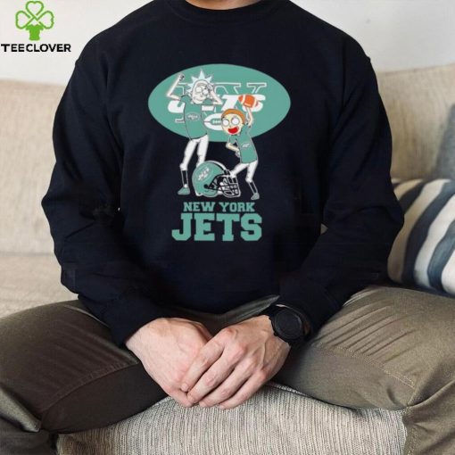 Rick and Morty cartoon New York Jets football helmet logo 2024 hoodie, sweater, longsleeve, shirt v-neck, t-shirt