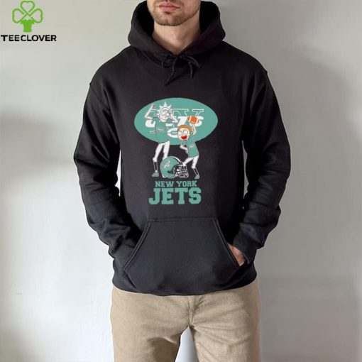 Rick and Morty cartoon New York Jets football helmet logo 2024 hoodie, sweater, longsleeve, shirt v-neck, t-shirt