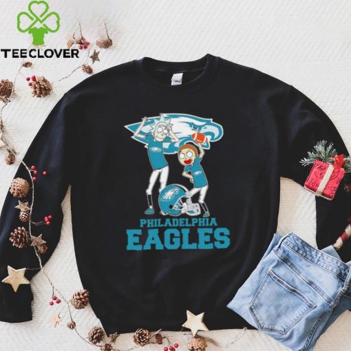 Rick and Morty cartoon Philadelphia Eagles football helmet logo 2024 hoodie, sweater, longsleeve, shirt v-neck, t-shirt