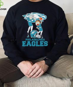 Rick and Morty cartoon Philadelphia Eagles football helmet logo 2024 hoodie, sweater, longsleeve, shirt v-neck, t-shirt