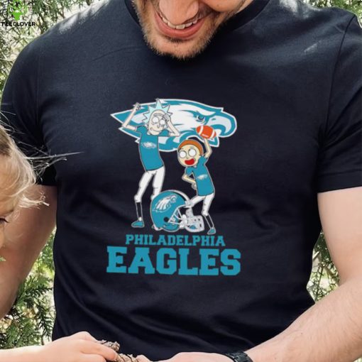 Rick and Morty cartoon Philadelphia Eagles football helmet logo 2024 hoodie, sweater, longsleeve, shirt v-neck, t-shirt