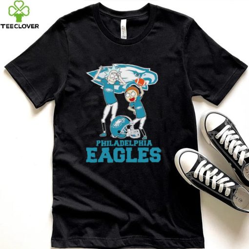 Rick and Morty cartoon Philadelphia Eagles football helmet logo 2024 hoodie, sweater, longsleeve, shirt v-neck, t-shirt