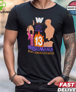 Ripple Junction WrestleMania 13 Bret The Hitman Hart vs Stone Cold Steve Austin Illustration T Shirt 1 Ripple Junction WrestleMania 13 Bret The Hitman Hart vs Stone Cold Steve Austin Illustration T Shirt