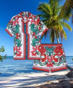 Flamingo Tiki Tropical Flowers Hawaiian Shirt And Short