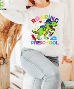 Roaring Into Preschool Dinosaur T Rex Back To School Teacher T Shirt