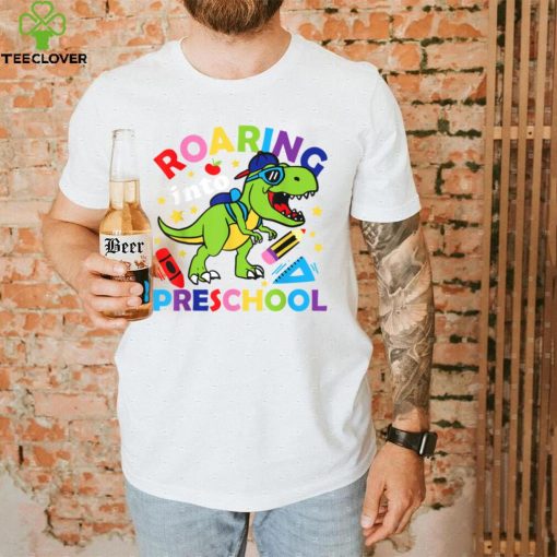 Roaring Into Preschool Dinosaur T Rex Back To School Teacher T Shirt