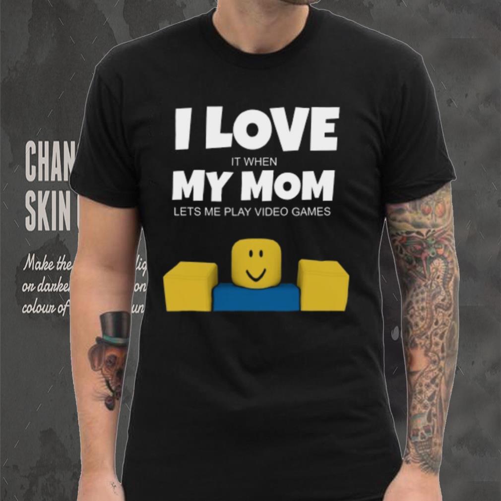 Roblox NOOB I Love My Mom Funny Gamer Gift new black T shirts