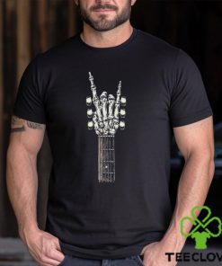 Rock On Guitar Neck Rock & Roll Halloween Skeleton Hand Shirt