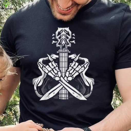 Rock On Guitar Neck With A Sweet Rock & Roll Skeleton Hand T Shirt