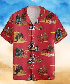 Rodeo Pattern Horse Racing Hawaiian Shirt