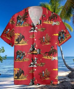 Rodeo Pattern Horse Racing Hawaiian Shirt