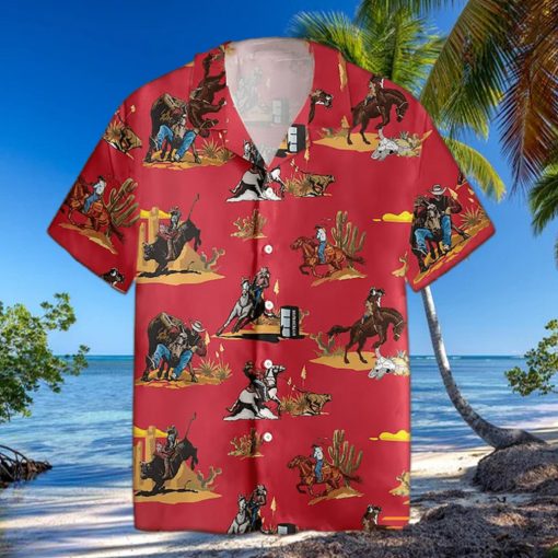 Rodeo Pattern Horse Racing Hawaiian Shirt