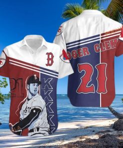 Roger Clemens 21 Boston Red Sox Funny Hawaiian Shirt Baseball Fans Gift