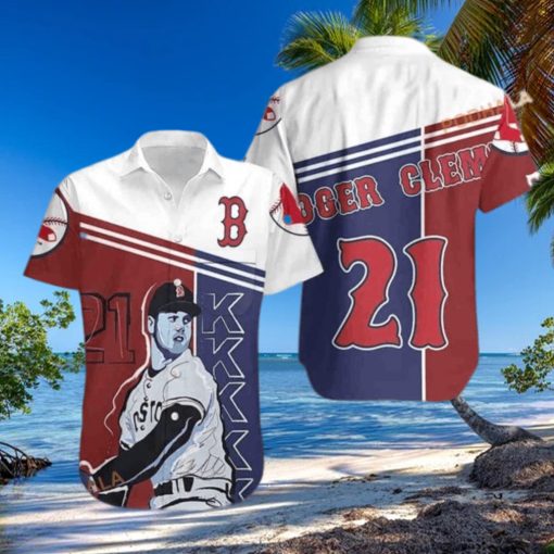 Roger Clemens 21 Boston Red Sox Funny Hawaiian Shirt Baseball Fans Gift