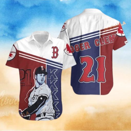 Roger Clemens 21 Boston Red Sox Funny Hawaiian Shirt Baseball Fans Gift